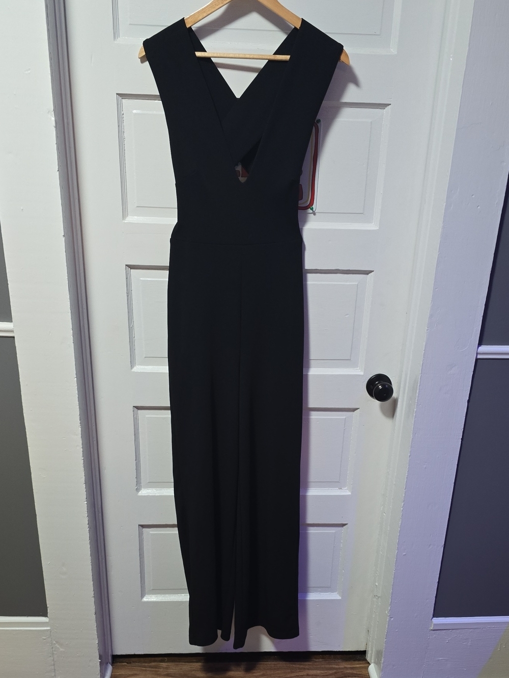 Lulu's Black One-Shoulder Wide-Leg Jumpsuit with Crossed Back